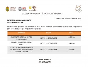 Nueva fecha para exámenes que fueron cancelamos el 21 de octubre de 2024